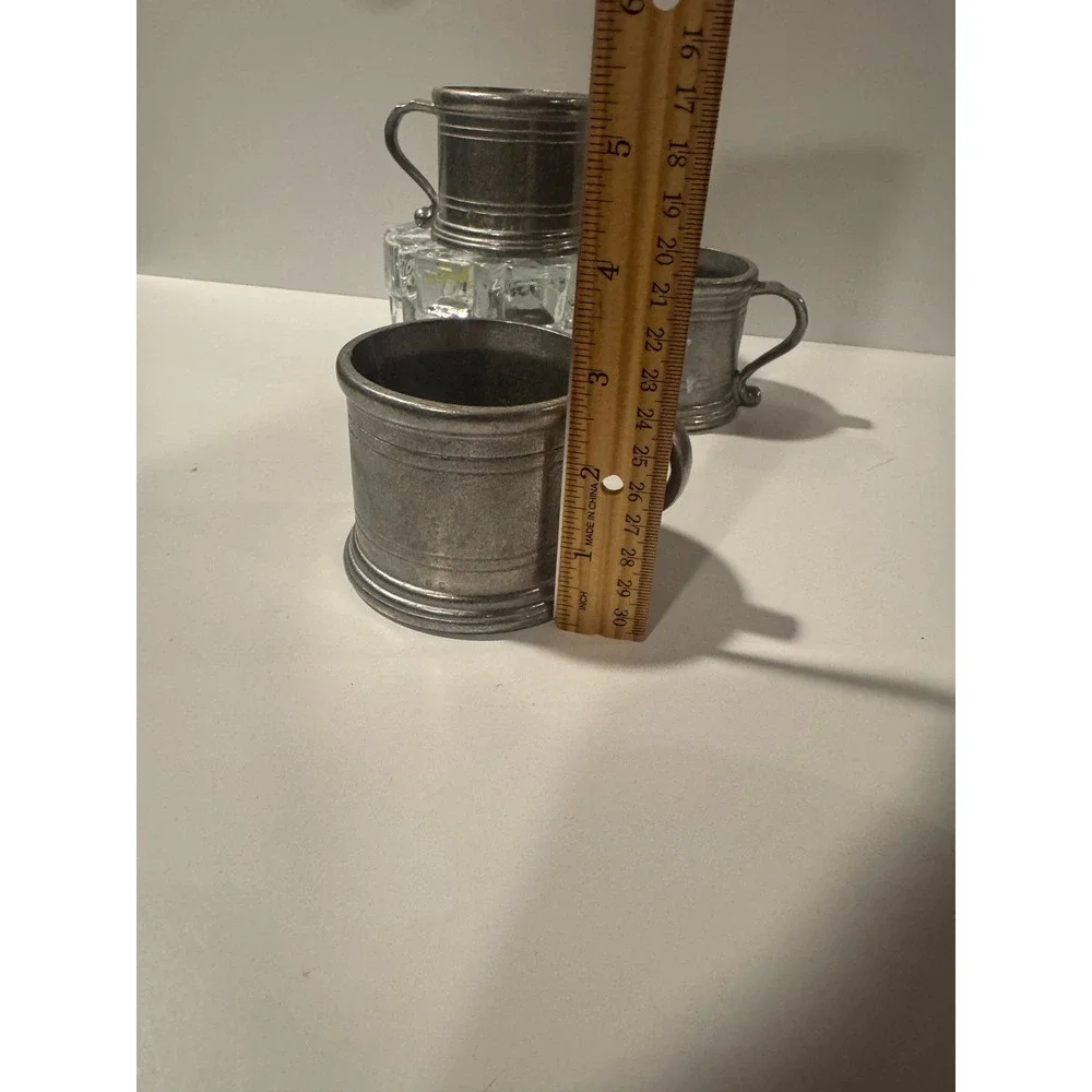 Vintage Pewter Mini Tankard Mugs‎ Set of 3 USA Metal Shot Cups Barware